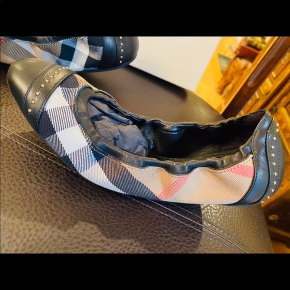 Burberry check ballerina flats with  studs - Picture 5 of 7